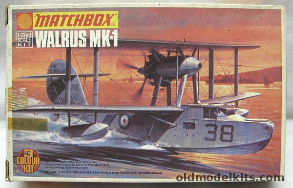 Matchbox 1/72 TWO  Supermarine Walrus MK-1 - HMS Sheffield 1938 or 283 Sq RAF Italy 1944, PK105 plastic model kit